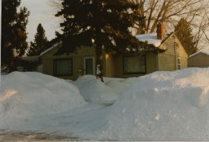 Snow in front of my house in Moorhead MN, 1997