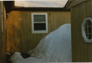 My backyard snowpile, Moorhead MN, Spring 1997